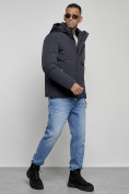 Купить Куртка мужская зимняя с капюшоном спортивная великан темно-синего цвета 8335TS, фото 3
