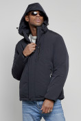 Купить Куртка мужская зимняя с капюшоном спортивная великан темно-синего цвета 8335TS, фото 5