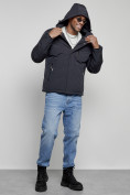 Купить Куртка мужская зимняя с капюшоном спортивная великан темно-синего цвета 8335TS, фото 6