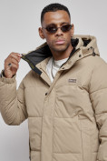 Купить Куртка молодежная мужская зимняя с капюшоном бежевого цвета 8356B, фото 11