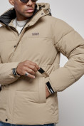 Купить Куртка молодежная мужская зимняя с капюшоном бежевого цвета 8356B, фото 12