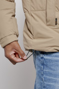 Купить Куртка молодежная мужская зимняя с капюшоном бежевого цвета 8356B, фото 13