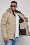 Купить Куртка молодежная мужская зимняя с капюшоном бежевого цвета 8356B, фото 14
