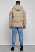 Купить Куртка молодежная мужская зимняя с капюшоном бежевого цвета 8356B, фото 4
