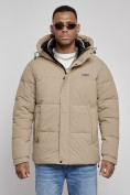 Купить Куртка молодежная мужская зимняя с капюшоном бежевого цвета 8356B, фото 7