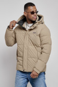 Купить Куртка молодежная мужская зимняя с капюшоном бежевого цвета 8356B, фото 8