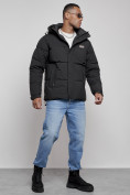 Купить Куртка молодежная мужская зимняя с капюшоном черного цвета 8356Ch, фото 3