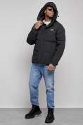 Купить Куртка молодежная мужская зимняя с капюшоном черного цвета 8356Ch, фото 6