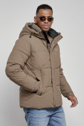 Купить Куртка молодежная мужская зимняя с капюшоном коричневого цвета 8356K, фото 9