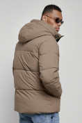 Купить Куртка молодежная мужская зимняя с капюшоном коричневого цвета 8356K, фото 10