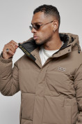 Купить Куртка молодежная мужская зимняя с капюшоном коричневого цвета 8356K, фото 13