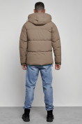 Купить Куртка молодежная мужская зимняя с капюшоном коричневого цвета 8356K, фото 4