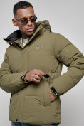 Купить Куртка молодежная мужская зимняя с капюшоном цвета хаки 8356Kh, фото 11