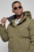 Купить Куртка молодежная мужская зимняя с капюшоном цвета хаки 8356Kh, фото 13
