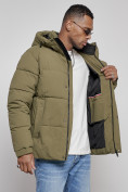 Купить Куртка молодежная мужская зимняя с капюшоном цвета хаки 8356Kh, фото 14
