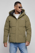 Купить Куртка молодежная мужская зимняя с капюшоном цвета хаки 8356Kh, фото 7