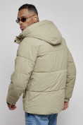 Купить Куртка молодежная мужская зимняя с капюшоном светло-зеленого цвета 8356ZS, фото 10