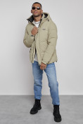 Купить Куртка молодежная мужская зимняя с капюшоном светло-зеленого цвета 8356ZS, фото 15