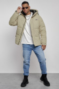 Купить Куртка молодежная мужская зимняя с капюшоном светло-зеленого цвета 8356ZS, фото 17