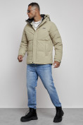 Купить Куртка молодежная мужская зимняя с капюшоном светло-зеленого цвета 8356ZS, фото 2