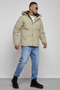 Купить Куртка молодежная мужская зимняя с капюшоном светло-зеленого цвета 8356ZS, фото 3