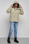 Купить Куртка молодежная мужская зимняя с капюшоном светло-зеленого цвета 8356ZS, фото 6