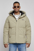 Купить Куртка молодежная мужская зимняя с капюшоном светло-зеленого цвета 8356ZS, фото 7