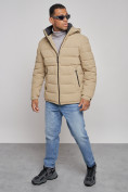 Купить Куртка спортивная мужская зимняя с капюшоном бежевого цвета 8357B, фото 11