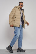 Купить Куртка спортивная мужская зимняя с капюшоном бежевого цвета 8357B, фото 15