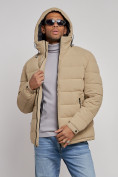 Купить Куртка спортивная мужская зимняя с капюшоном бежевого цвета 8357B, фото 6