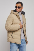 Купить Куртка спортивная мужская зимняя с капюшоном бежевого цвета 8357B, фото 7