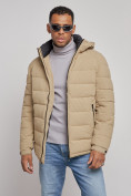 Купить Куртка спортивная мужская зимняя с капюшоном бежевого цвета 8357B, фото 8