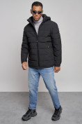 Купить Куртка спортивная мужская зимняя с капюшоном черного цвета 8357Ch, фото 11