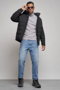 Купить Куртка спортивная мужская зимняя с капюшоном черного цвета 8357Ch, фото 15