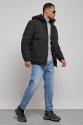 Купить Куртка спортивная мужская зимняя с капюшоном черного цвета 8357Ch, фото 2