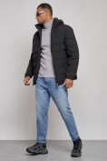 Купить Куртка спортивная мужская зимняя с капюшоном черного цвета 8357Ch, фото 3