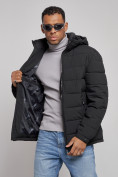 Купить Куртка спортивная мужская зимняя с капюшоном черного цвета 8357Ch, фото 8