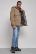 Купить Куртка спортивная мужская зимняя с капюшоном коричневого цвета 8357K, фото 13