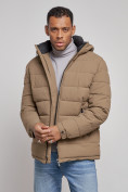 Купить Куртка спортивная мужская зимняя с капюшоном коричневого цвета 8357K, фото 8