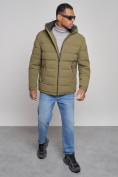 Купить Куртка спортивная мужская зимняя с капюшоном цвета хаки 8357Kh, фото 10