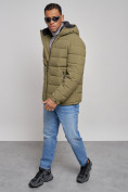 Купить Куртка спортивная мужская зимняя с капюшоном цвета хаки 8357Kh, фото 11
