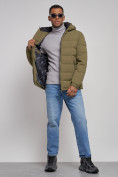 Купить Куртка спортивная мужская зимняя с капюшоном цвета хаки 8357Kh, фото 15