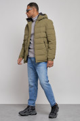 Купить Куртка спортивная мужская зимняя с капюшоном цвета хаки 8357Kh, фото 2