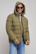 Купить Куртка спортивная мужская зимняя с капюшоном цвета хаки 8357Kh, фото 6