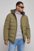 Купить Куртка спортивная мужская зимняя с капюшоном цвета хаки 8357Kh, фото 7