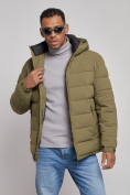 Купить Куртка спортивная мужская зимняя с капюшоном цвета хаки 8357Kh, фото 8