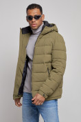 Купить Куртка спортивная мужская зимняя с капюшоном цвета хаки 8357Kh, фото 9
