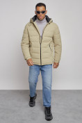 Купить Куртка спортивная мужская зимняя с капюшоном светло-зеленого цвета 8357ZS, фото 10