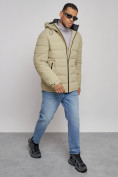 Купить Куртка спортивная мужская зимняя с капюшоном светло-зеленого цвета 8357ZS, фото 12