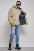 Купить Куртка спортивная мужская зимняя с капюшоном светло-зеленого цвета 8357ZS, фото 14